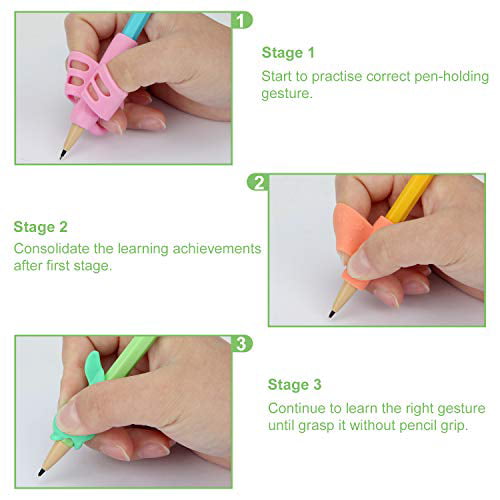 4pcs Soft Silicone Pencil Grip for kids Pupils Children Writing Handwriting ✿ 