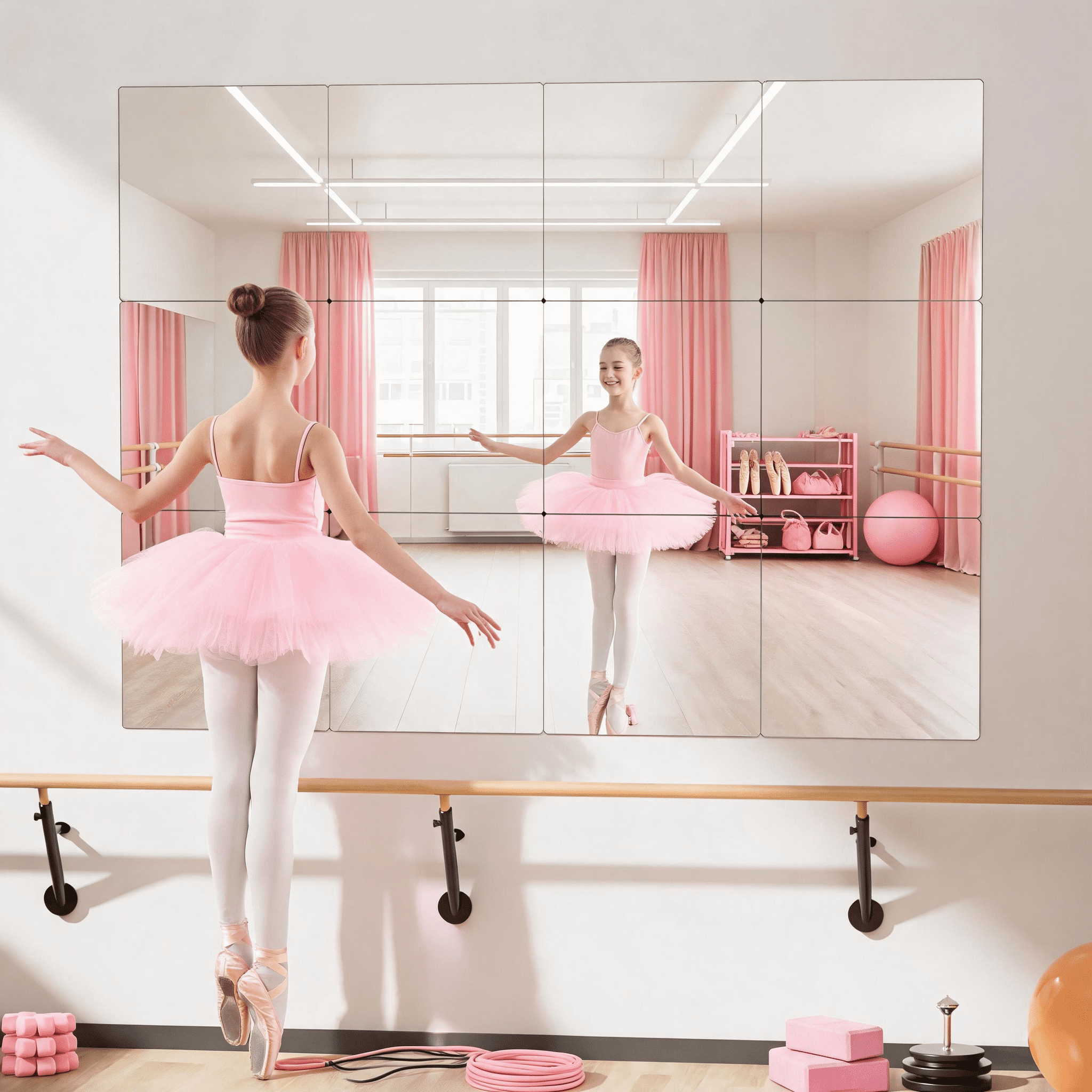 12-Pack 11.4-Inch Adhesive Wall Mirror Tiles, Self-Adhesive Frameless Tempered Glass Mirror Squares for DIY Wall Decor and Vanity Mirror, Transparent