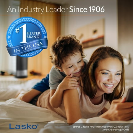 Lasko - Portable Ceramic Tower Space Heater with Remote Control - Black/Silver