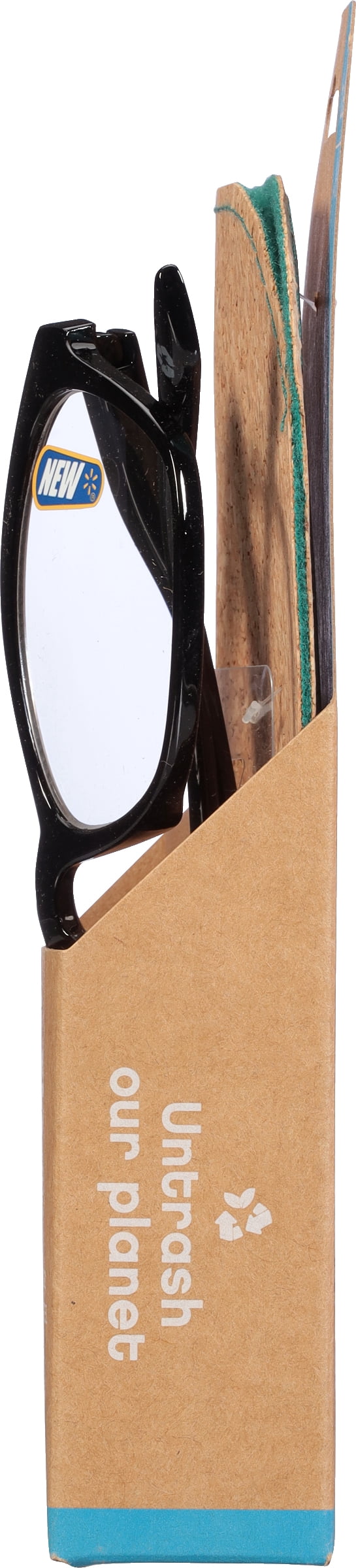 (2 pack) B.E Bio Eyes Womens Cateye Reading Glasses Made from Recycled Plastic Hazel +1.50 in Black