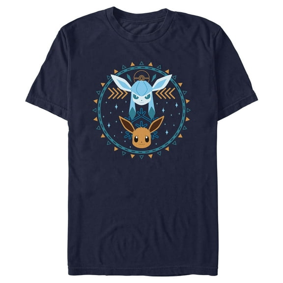 Men's Pokemon Eevee and Glaceon Circle  Graphic T-Shirt