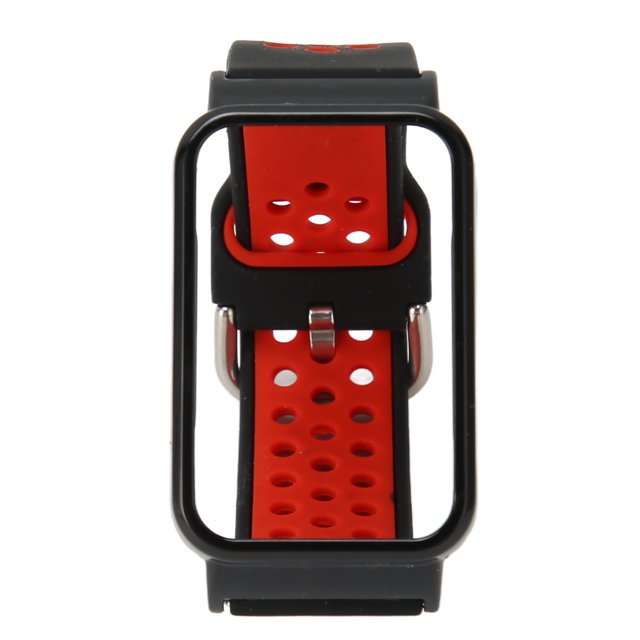 Correa de reloj de silicona transpirable con funda protectora de parachoques accesorio apto para Mi Band 7 Pro funda negra roja y negra