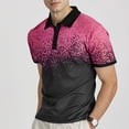 thumbnail image 2 of ZVNAΖH Men's Short Sleeve Polo Shirt, Casual Gradient Print 3 Button Collar Tops Summer Lightweight Breathable Shirts for Golf, Vacation & Everyday Use, 2 of 5