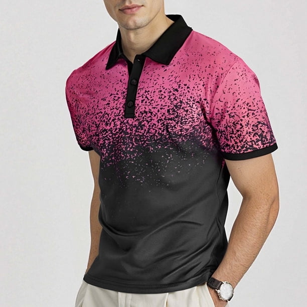 Blusa y camisa de manga corta con cuello vuelto para hombre, informal, holgada, a la moda, con botones, de poliéster