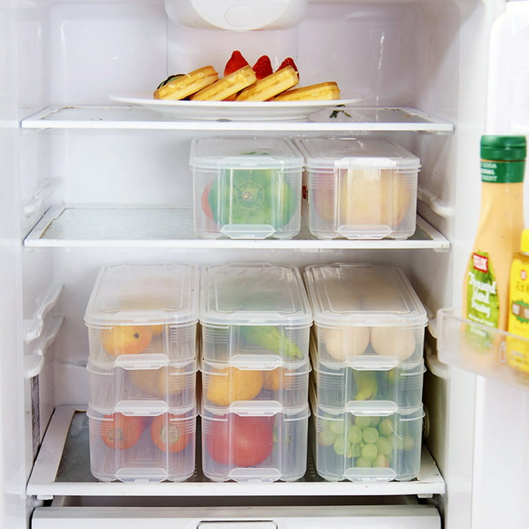 Vikakiooze Home Storage and Organization Transparent Covered Rectangular Refrigerator Food Container Storage Box Kitchen, Size: Small