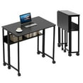 thumbnail image 1 of GloryStar Bureau Pliant Roulant de 80 cm, Poste de Travail Informatique Gain de Place avec Cadre en Métal et Tablette de Rangement Intégrée, 1 of 7