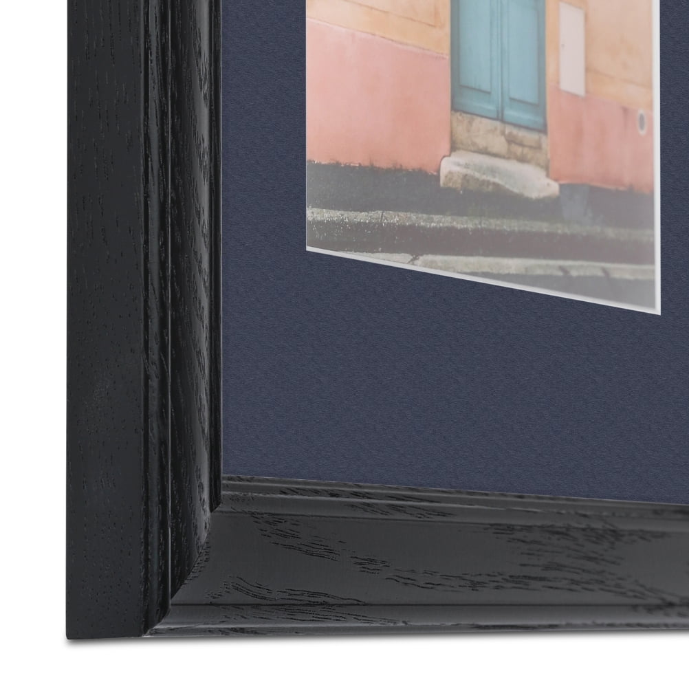 ArtToFrames 22x28 Matted Picture Frame with 18x24 Single Mat Photo Opening Framed in 1.25 Black Stain on Solid Red Oak and 2 Blue Jay Mat (FWM-4083-22x28)