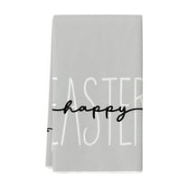 Grey Bunny Rabbit Eucalyptus Easter Kitchen Towels Dish Towels, 16x24 inch Seasonal Spring Decoration Hand Towels, Easter Polyester Cotton Platter Towel Kitchen Rag Easter Towel, 1 Pack