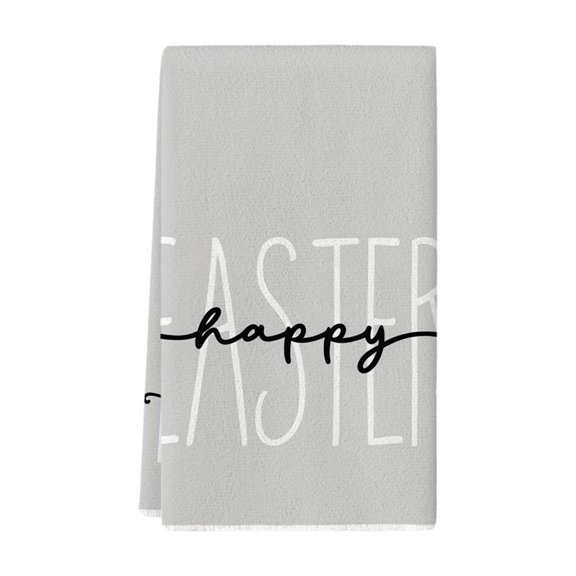 Easter Bunny Kitchen Towels, Dish Towel 15.75x23.62 inch Happy Easter Bathroom Hand Towel, Absorbent Rustic Spring Tea Towel for Kitchen Bath Gift Decor