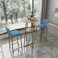thumbnail image 5 of Spaco Bar Table and Chairs Three Piece Set, Sponge Made Seat Cushions and Backrests, Bar Table with Storage Function and Gold Frame, Bar Chair with Brown Tabletop and Blue Cushion, Blue, 5 of 19