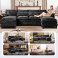thumbnail image 6 of JONPONY 109" Oversized Modular Sectional Sofa with Double Cushion Sleeper Chaise,Modern Comfy Boucle Couch with Waist Pillows for Living Room,Black, 6 of 13