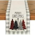thumbnail image 1 of Artoid Mode Waterclor Buffalo Plaid Árboles de Navidad Feliz Navidad Camino de mesa, temporada de invierno, vacaciones, cocina, mesa de comedor, decoración para interiores y exteriores, decoración de, 1 of 4