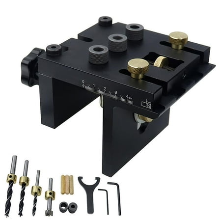 

3-in-1 Drill Guide& Wrench Set Easy to Operate Round Dowel Locator Kit High Scale Accuracy Hole Punch Locator Set Corrosion-Resistant for Industrial Woodworking