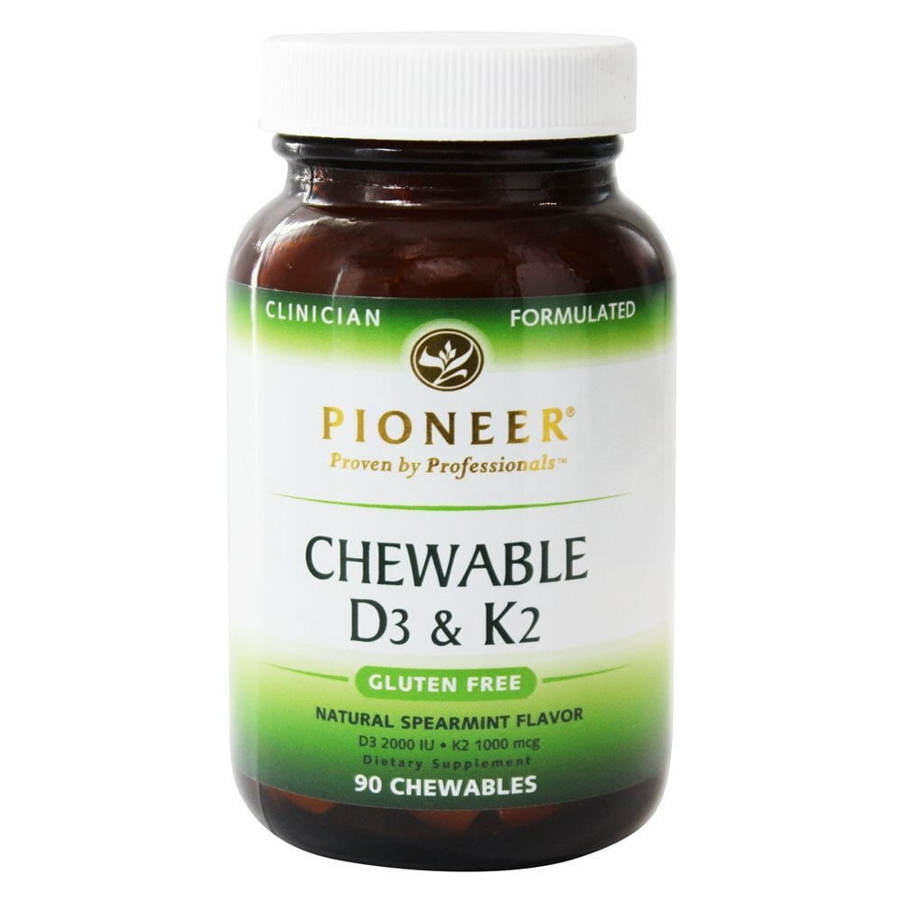 Pioneer D3 & K2 Chewable Vitamins Natural Spearmint Flavor High
