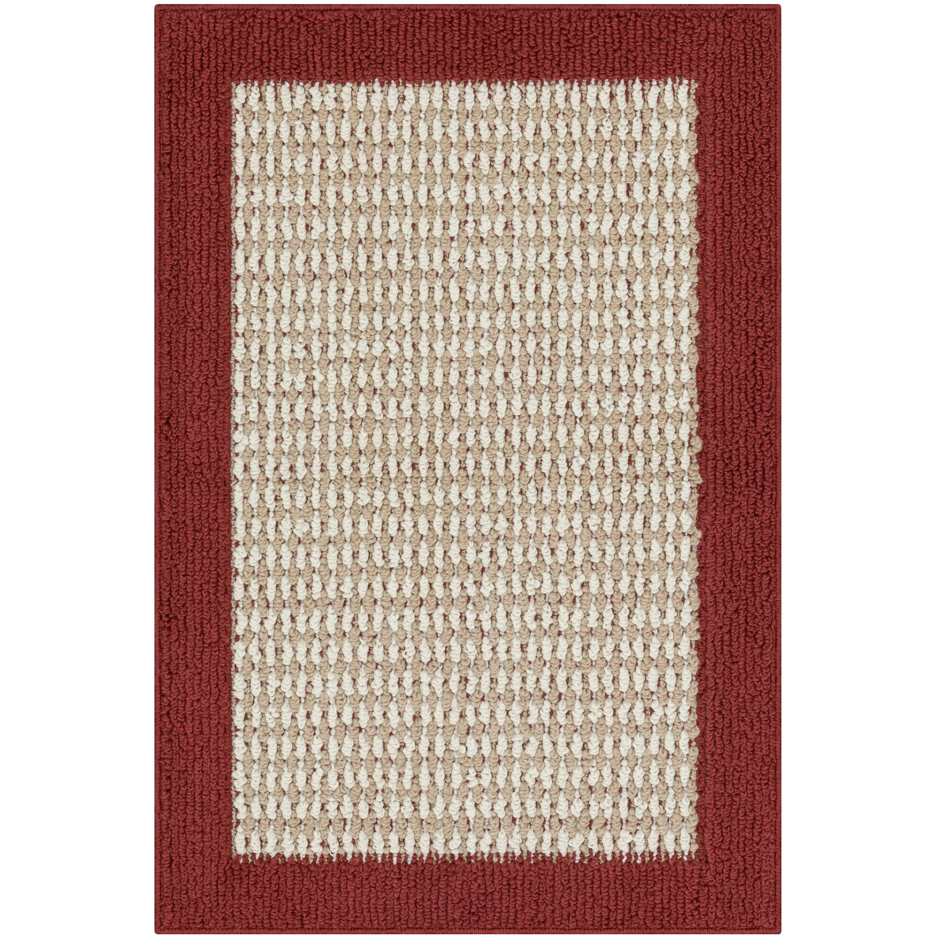 Mainstays Traditional Faux Sisal Border Red Area Rug, 1'8"x2'6