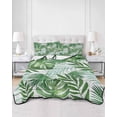 thumbnail image 2 of Quilts Twin-XL Size Bedding Set, Monstera Leaves Lightweight Quilted Comforter, Summer Palm Leaf Botanical Wooden Grey Soft Reversible Bedspread Coverlet with Pillow Covers for All Season, 68" x 98", 2 of 7