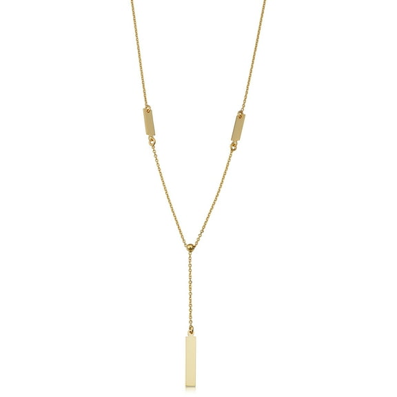 KoolJewelry 14k Yellow Gold Bar Drop Adjustable Length Y Necklace (adjusts to 17" or 18")