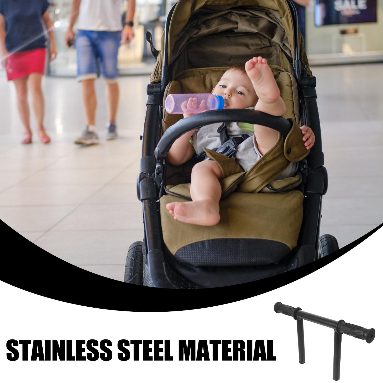 WHAMVOX Handle Extender 1Pack in Black for Strollers and