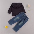 thumbnail image 4 of Newborn Infant Baby Boys Letter Print Hooded Sweater Elastic Design Jeans Grey 12-18 Months, 4 of 9