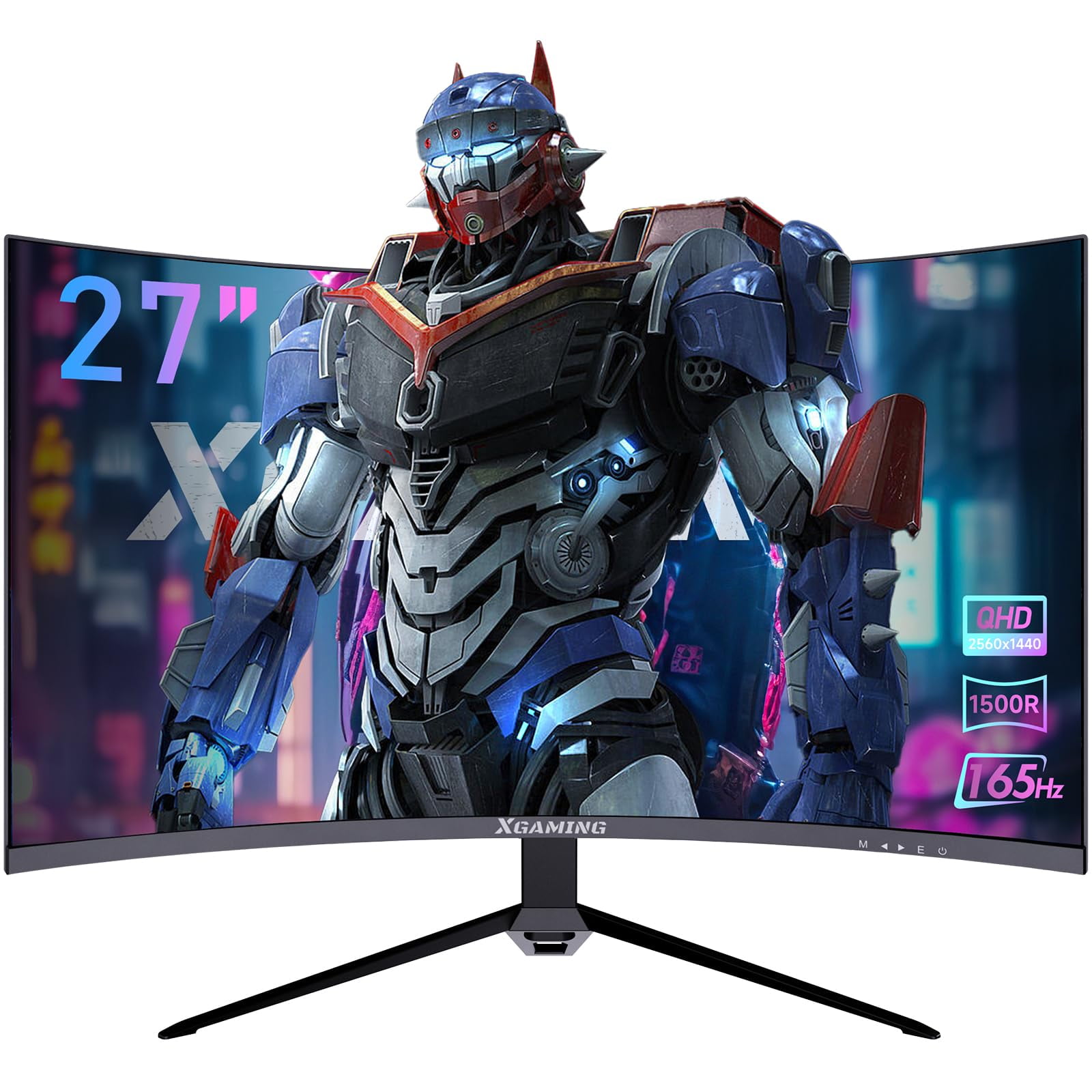 Memzuoix 27inch 165Hz Curved Gaming Monitor, 1440p 144Hz Gaming Monitor, QHD 2K(2560x1440) PC Monitor, LCD Computer Monitor for Laptop with 2 Speaker&Backlight, 1ms FreeSync, Metal Base, DP&HDMI