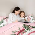 thumbnail image 5 of Homewish Pink Christmas Stocking 3-Piece Full Size Comforter Sets for Teens Boys Girls,Happy Xmas Bedding Comforter Set,Bowknot Flowers Lightweight Bedding Sets,Breathable Home Decor,Reversible, 5 of 8