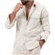thumbnail image 2 of pstuiky Camisas casuales de manga larga para hombre, Camisa informal de moda para hombre, cuello vuelto, manga larga, transpirable, blusa salir tops l, 2 of 7