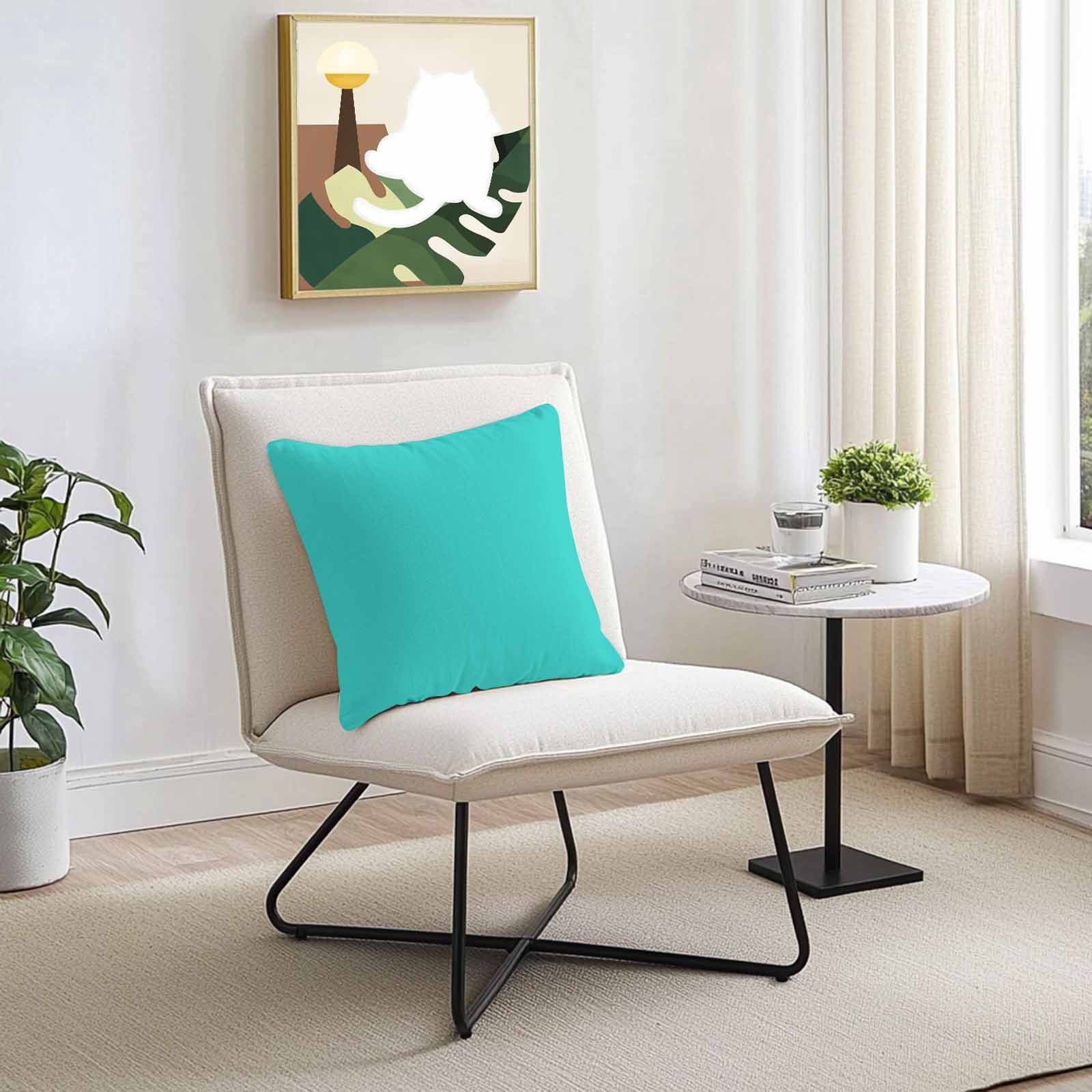Boanket Outdoor Pillow Covers 16 x 16 Inches, Turquoise Waterproof Throw Pillow Cover Set of 2, Modern Pure Turquoise Decorative Square Cushion Covers for Patio/Tent/Couch/Garden