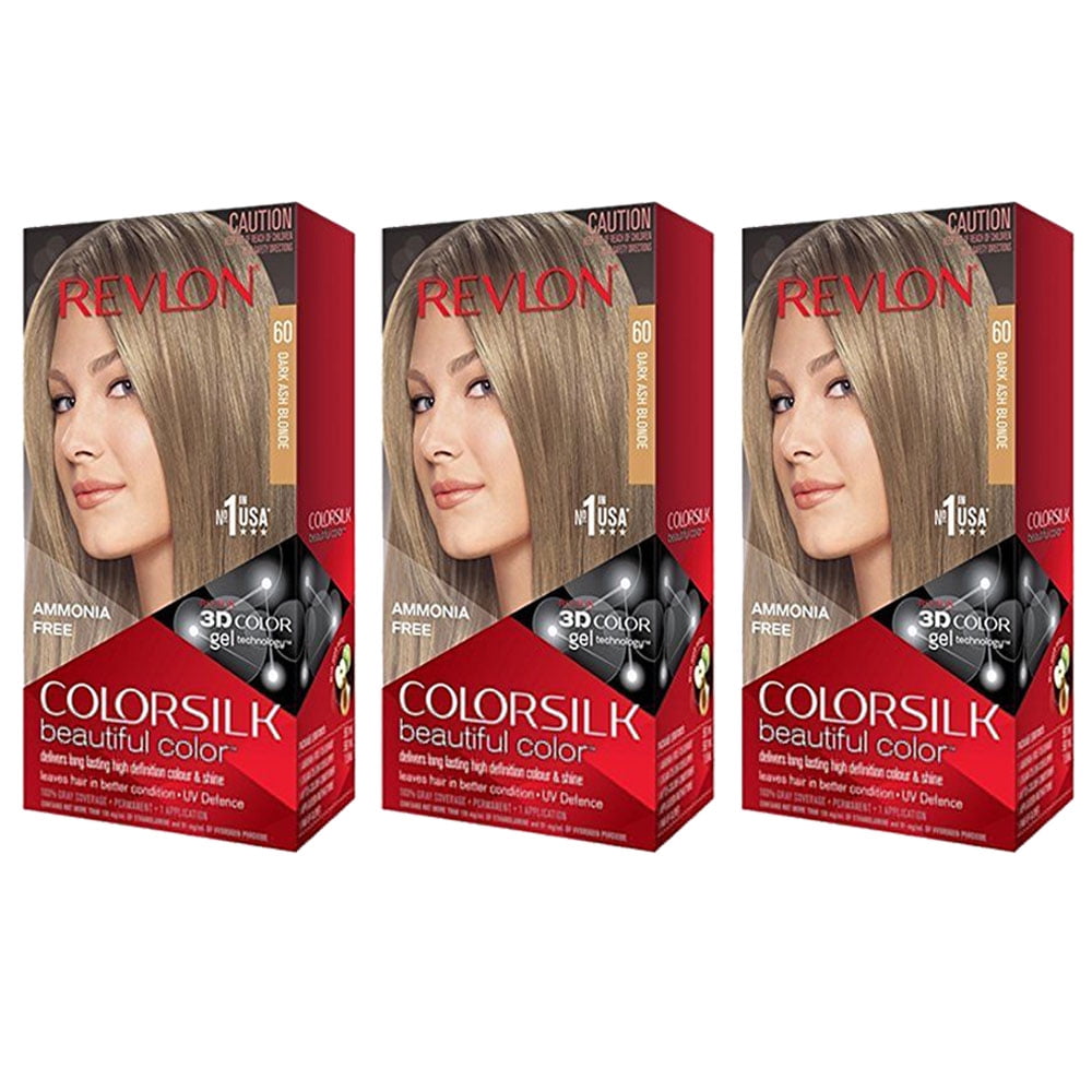 Pack of (3) Revlon ColorSilk Permanent Color, Dark Ash Blonde 60