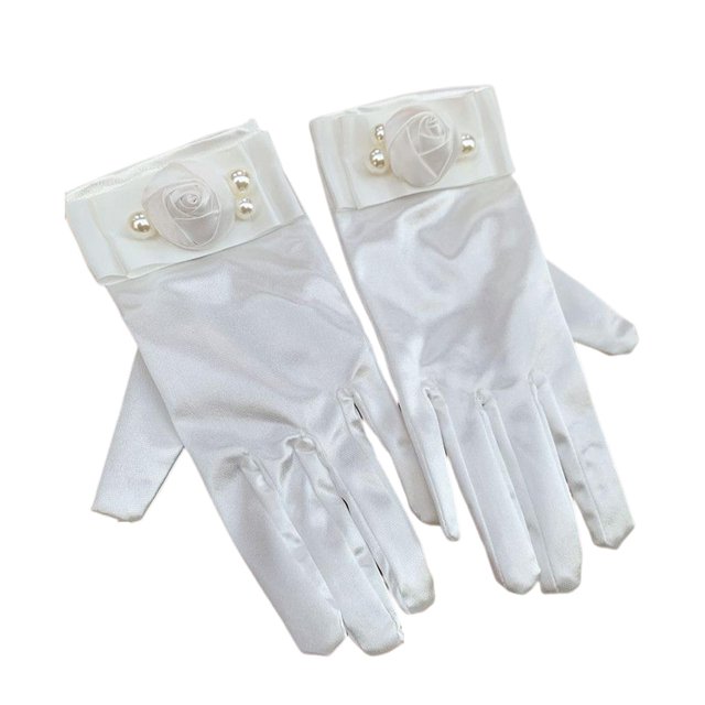 Guantes cortos de boda jinwen 2 uds hasta la muñeca elegantes Vintage cómodos clásicos Blanco