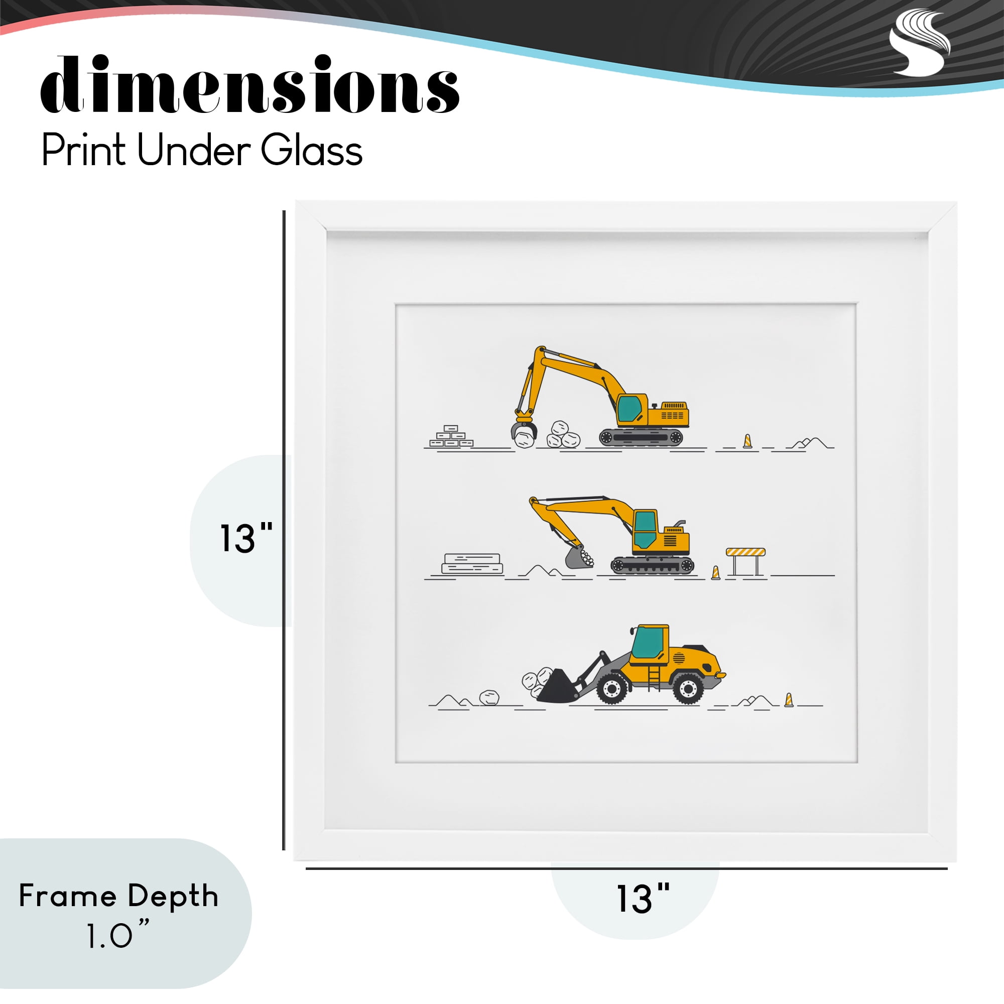Stupell Industries Construction Digs Machine White Framed Print Under Glass, design by Creative Studio