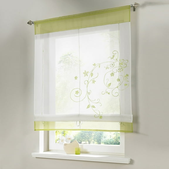 Curtain,Newest Roman Blinds Embroidery Tulle Short Shade Pastoral Room Window Curtain