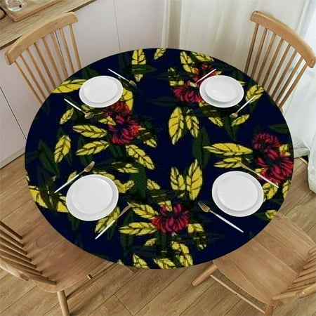 

BANET Deluxe Elastic Edged Flannel Backed Fitted Table Cover - Medallion Pattern - Large Round - Fits Round Tables 46 -50
