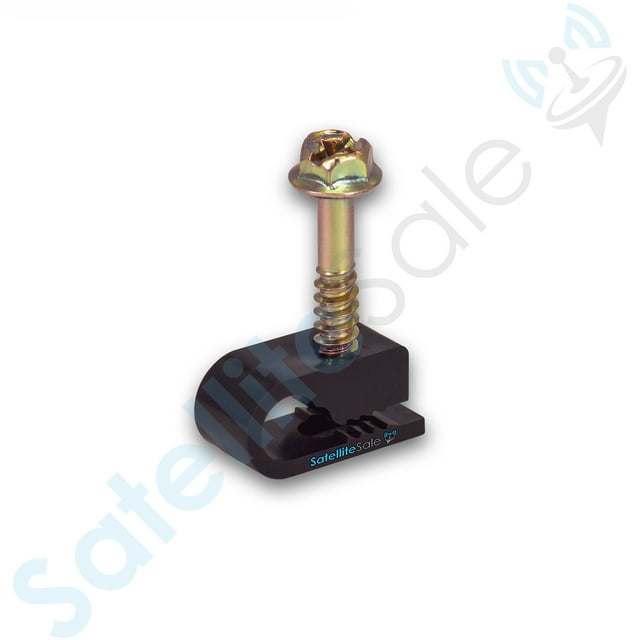 SatelliteSale Single Screw Black Clips for Ethernet Internet Telephone Cable TV Wire Cable Management 100 Pcs