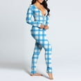 thumbnail image 5 of Midsumdr Womens Pajamas Fall Casual Onesie Pajamas Plaid Printed Butt Buttoned Flap Adults Jumpsuit Soft Long Sleeve V Neck Rompe Sleepwear,S-3XL, 5 of 7