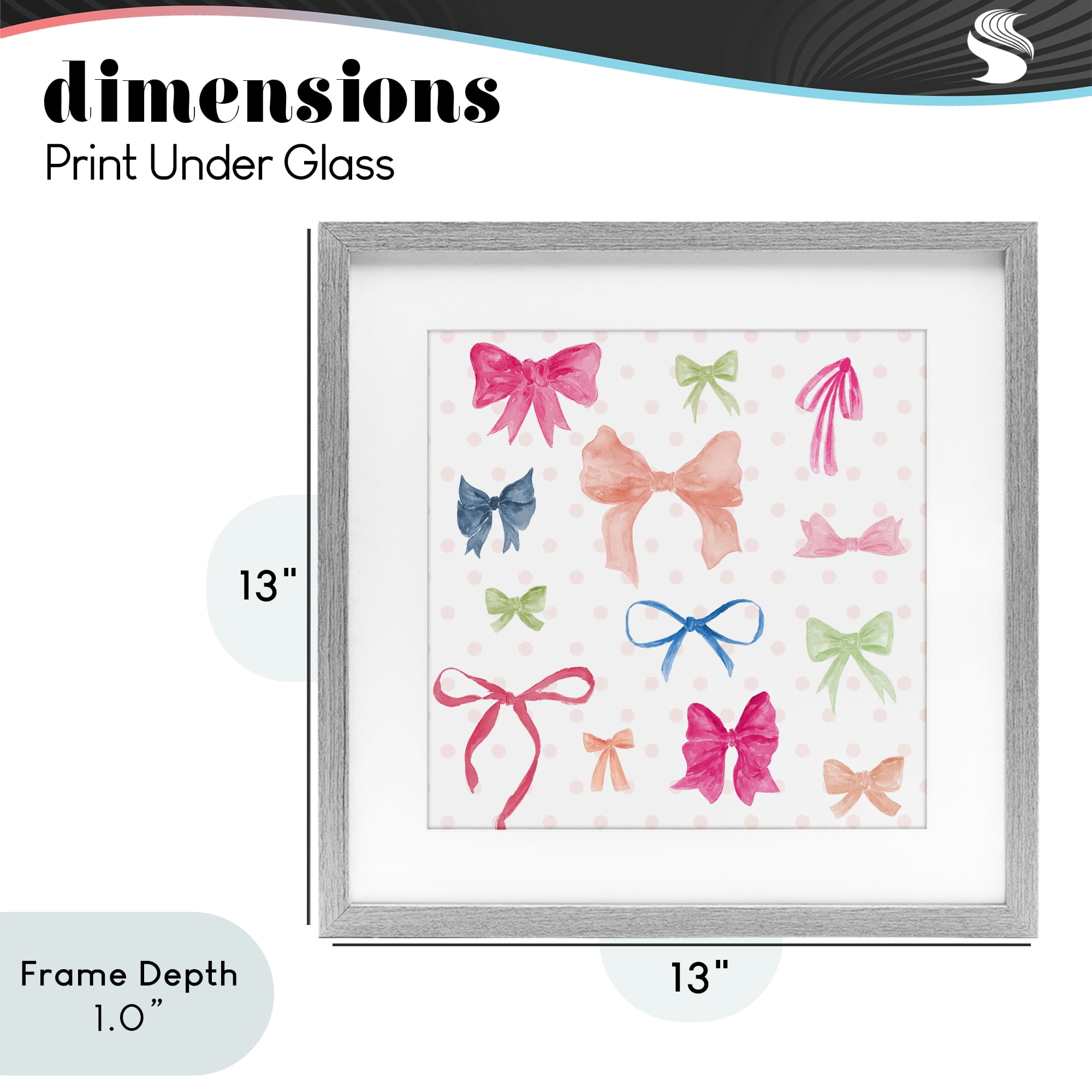 Stupell Industries Colored Bows on Plaid Gray Framed Print Under Glass, design by Lucille Price
