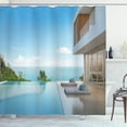 thumbnail image 1 of Ambesonne Summer Shower Curtain, Minimalist Beach House, 69"Wx75"L, Pale Brown Sky Blue, 1 of 3