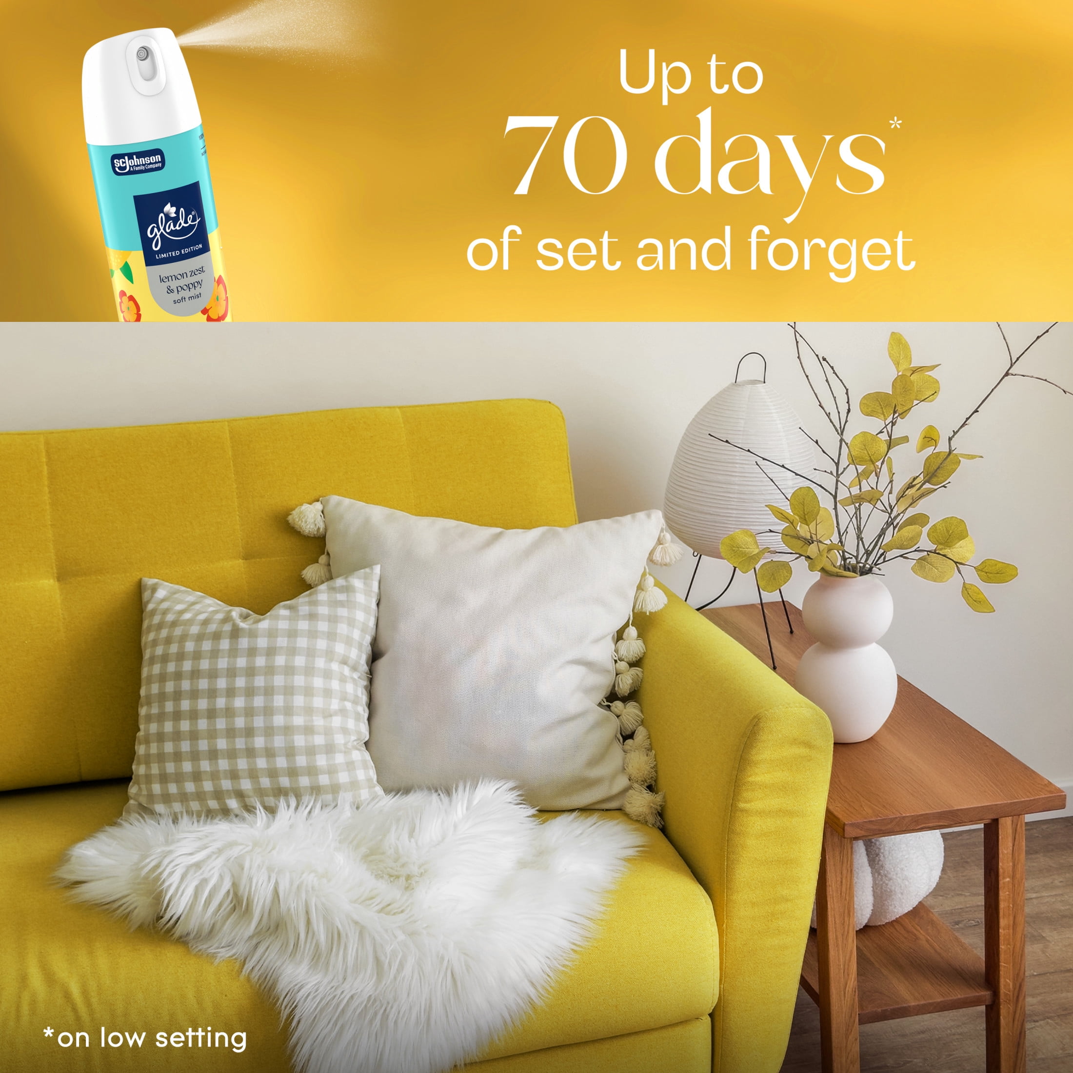 Glade® Odor Fighting Soft Mist Air Freshener Room Spray, Lemon Zest & Poppy, 7.3oz., 1 Count