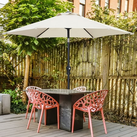 Autlaycil Patio Umbrella 7.5  Outdoor Umbrella W/ Tilt and Crank  Adjustable Outdoor Umbrella  White