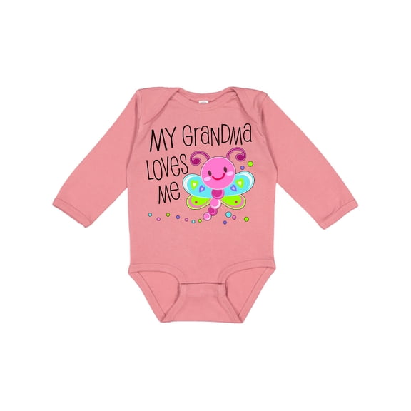 Inktastic My Grandma Loves Me Cute Dragonfly Boys or Girls Long Sleeve Baby Bodysuit