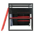 thumbnail image 3 of Mirightone Wood Full Size Gaming Loft Bed with Desk and Storage, Gaming Loft Bed Full with LED Light and Blackout Curtains for Teens Adults – (Black + Red), 3 of 8