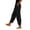Black, variant on Women's Plus Size Harem Pants Waffle Knit High Waist Tapered Trousers Side Slit Loose Fit Lounge Pants with Pockets for Travel