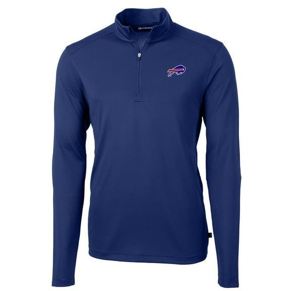 Men's Cutter & Buck Royal Buffalo Bills Virtue Eco Pique Recycled Quarter-Zip Pullover Jacket