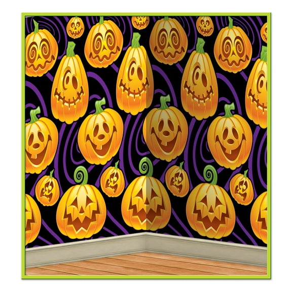 Jack-O-Lantern Backdrop, 4' x 30', (1/Pkg)