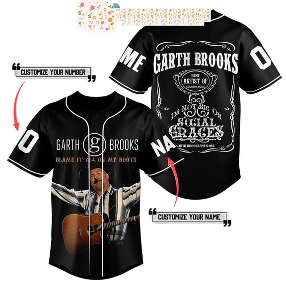 Garth Brooks Blame It All On My Roots Personalized Baseball Jersey