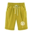 thumbnail image 2 of Mid Length Athletic Shorts for Women Lightweight High Split for Gym Workout with Liner Quick Dry Vmvidoty Women's Elastic Waist Blowball Printing Drawstring Shorts Yellow M, 2 of 4