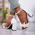 thumbnail image 6 of Xfvqtps Womens Bow Ankle Strap Sandals Block Heel Open Toe Shoes for Party Casual Outing Adjustable Buckle Comfortable, 6 of 9