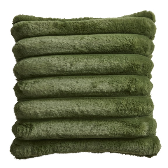 Better Homes & Gardens Green Faux Fur Channel Decorative Throw Pillow 22x22