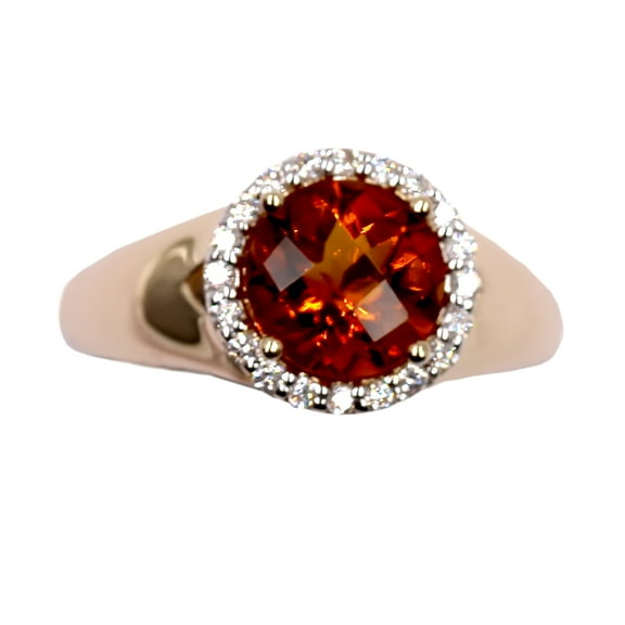 14KT Yellow Gold Madeira Citrine With Diamond Ring