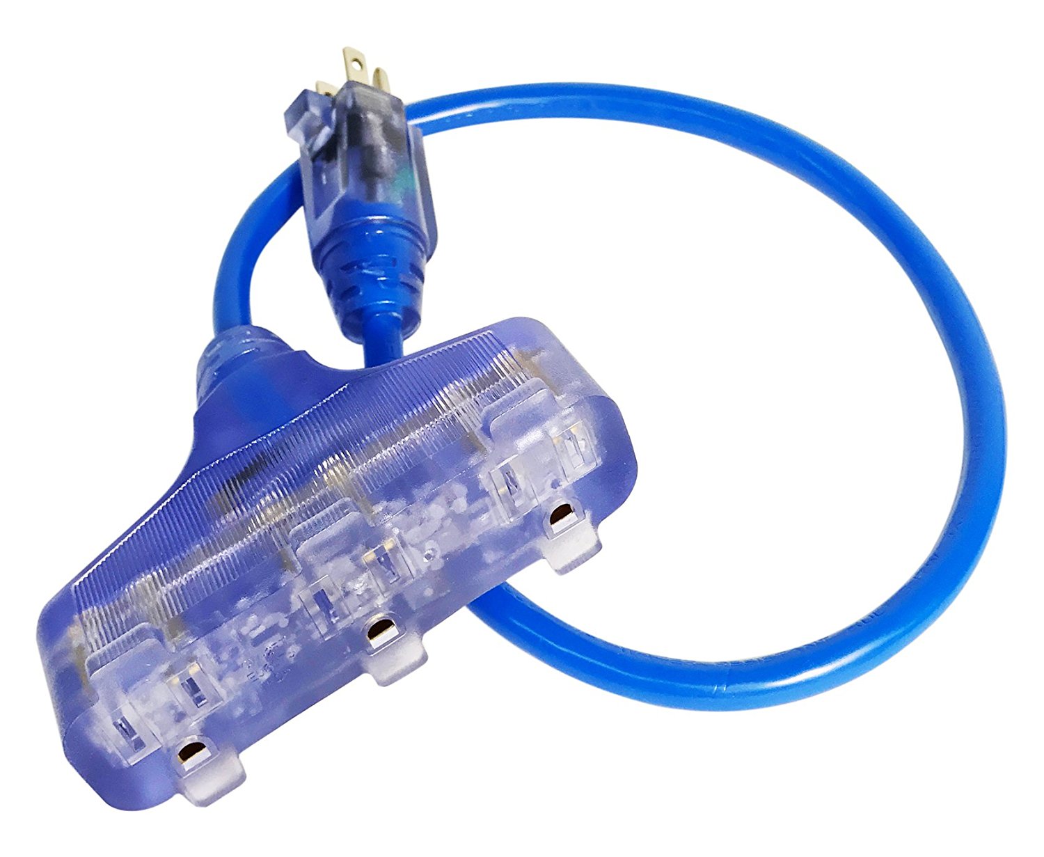 Bold 50030 2' Lighted Triple Tap CGM Pigtail Extension Cord Plug