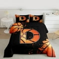 thumbnail image 2 of Homewish Cartoon Basketball Boys Bedding Comforter Set, Black Orange Monogrammed D Twin Comforter Sets, Modern Ball Sports Player Reversible Bedding Set, Lightweight Room Decor, 2pcs, 2 of 8